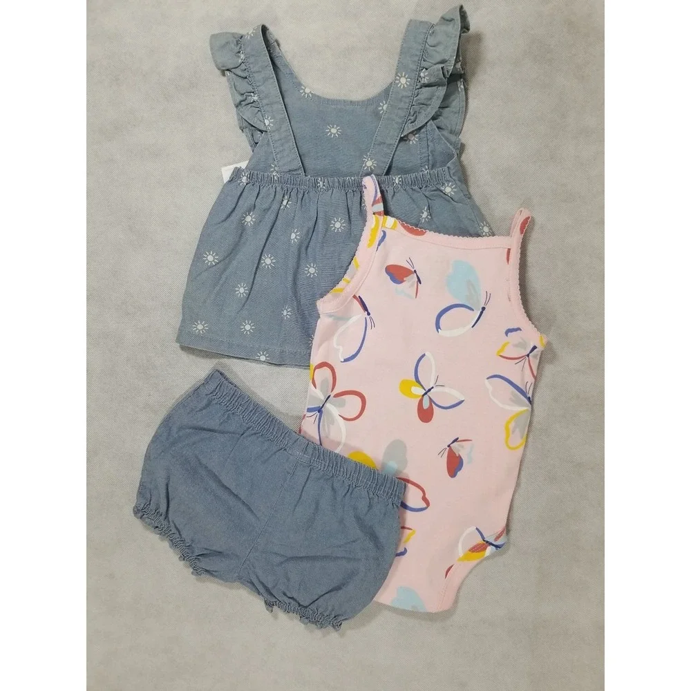 Carter's Baby Girls‎ Size 6 Months 3 pc Top Bodysuit & Shorts Summer Outfit NEW